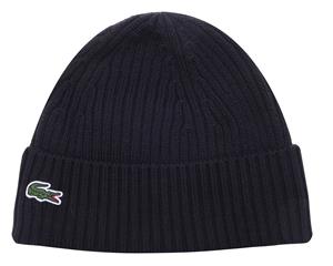 Lacoste Geribde Wol Muts Zwart - 