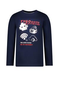 Tygo & Vito Jongens shirt 'See you' - Navy blauw