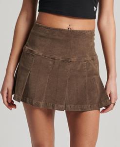 Superdry Vrouwen Geplooide Vintage Minirok van Corduroy Bruin