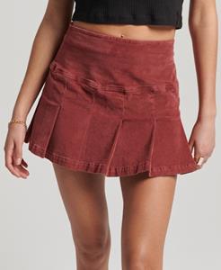 Superdry Vrouwen Geplooide Vintage Minirok van Corduroy Rood