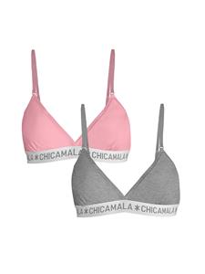 Muchachomalo Meisjes 2-pack triangle top effen