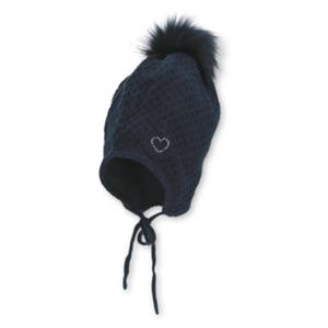 Sterntaler Pom-pom hoed strass hart marine