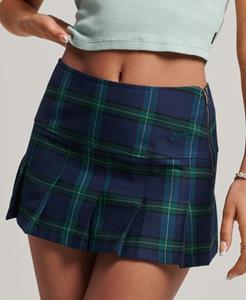 Superdry Vrouwen Geruite Minirok met Plooien Blauw