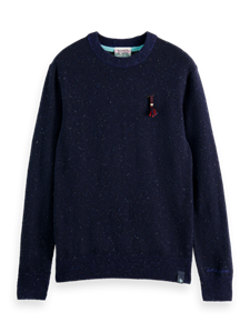 Scotch and Soda Pullover Mix Wol Gespikkeld Donkerblauw