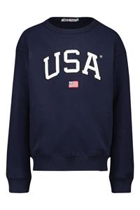 America Today Meisjes Sweater Usa Tekstborduring Blauw