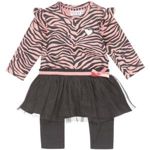 Dirkje 2tlg Set Kleid + Hose Herbst, Winter dunkelgrau rosa