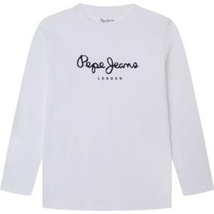 Pepe Jeans Jungen Longsleeve - NEW HERMAN, Pullover, Baumwolle, Rundhals, Langarm, Logo, einfarbig Sweatshirts  weiß 