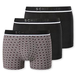 Schiesser boxershorts 95/5 zwart-print 3-pack