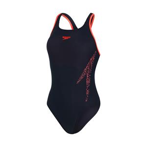 Damen Badeanzug Speedo Hyperboom Racerback Schwarz Dunkelblau