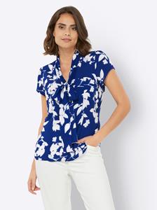 Blouse met print in koningsblauw/wit bedrukt van Ashley Brooke