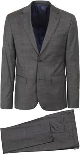 Suitable Kostuum Toulon Wol Check Grijs Bruin