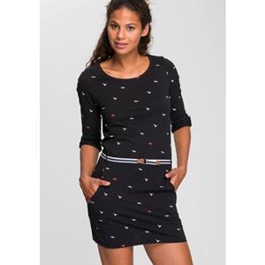KangaROOS Jerseyjurk figuurvolgende pasvorm, van katoenmix (set, Met een afneembare riem)