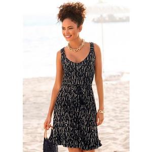 s.Oliver RED LABEL Beachwear Gedessineerde jurk met sierband op de rug, korte zomerjurk met all-over print, strandjurk