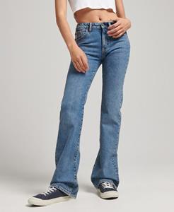 Superdry Vrouwen Slimfit Jeans met Middelhoge Taille en Wijduitlopende Pijpen Donkerblauw Grootte: 32/30