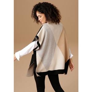 Aniston SELECTED Strickponcho, mit kleinem Stehkragen