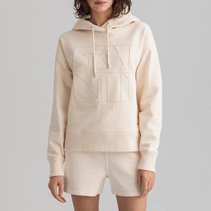 GANT, Sweatshirt D2. Tonal Emb Quadrat Hoodie in weiß, Sweatshirts und Hoodies für Damen