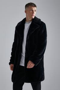 Tall Faux Fur Overcoat, Black
