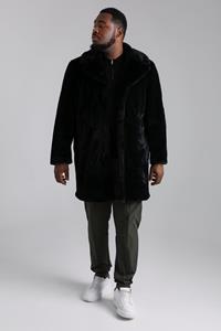 Plus Faux Fur Overcoat, Black