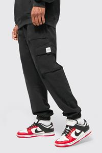Keperstof Regular Fit Cargo Joggingbroek Met Riem, Black
