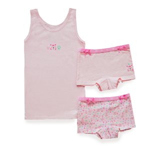 Funderwear/Fun2wear Funderwear meisjes setje Tiger - Onderbroek & Hemdje - Boxershorts - Roze - Groen - Paars