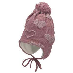 Sterntaler Pom pom hoed harten paars