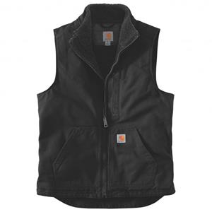 Carhartt Washed Duck Lined Mock Neck Vest - Fleecebodywarmer, zwart