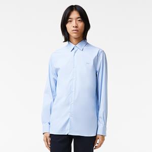 Heren Lacoste Slim Fit Gestreept Popeline Overhemd in Lichtblauw