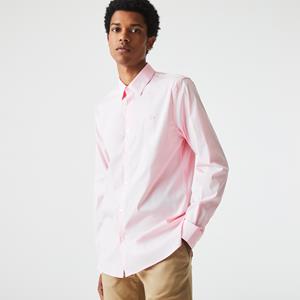 Heren Lacoste Croc Badge Gestreept Overhemd in Roze
