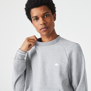 Lacoste Herren Rundhals-Sweatshirt aus Baumwollmischung mit Kängurutasche - Heidekraut Grau 