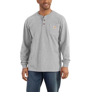 Carhartt Longsleeve - Pocket t-shirt met lange mouwen en drieknoopssluiting Grijs