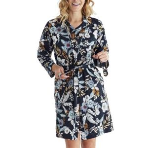Damella Navy And Ivory Flower Robe 