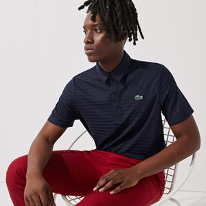 Heren Lacoste Sport Textured Breathable Golf Poloshirt in Navy