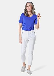 goldnerfashion Elastische broek met extra stiksels - wit -