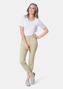 goldnerfashion Elastische broek met extra stiksels - beige -