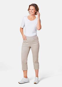 Goldner Fashion 3/4-jeans Louisa met comfortabele, elastische jerseyband en borduursel - steengrijs 