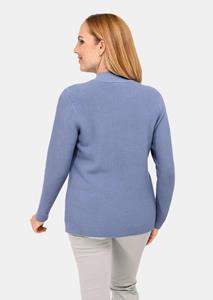 goldnerfashion Sportieve tricot pullover met flatteuze details - rookblauw / gemêl. -