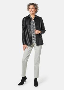 goldnerfashion Casual blousejasje van imitatieleer - zwart -