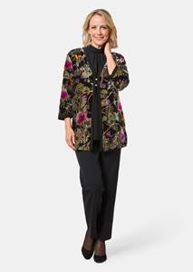 goldnerfashion Fluwelen jasje in etskantlook - zwart / goudkleurig / gedess. -