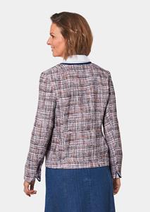 goldnerfashion Chique boucléblazer met biesjes van denim - wit / marine / rood -