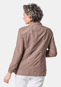 goldnerfashion Imitatiesuède blazer met perforatie - taupe -