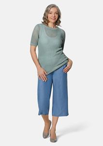 goldnerfashion Licht glanzende tricot pullover met luxueus ajourdessin - grijsgroen -