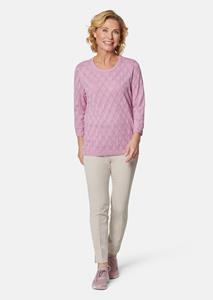 goldnerfashion Verzorgde ajour pullover met vrouwelijke accenten - rosé -
