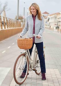 goldnerfashion Heerlijk zacht tricot fleece jasje - grijs / gemêl. -