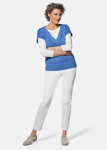 goldnerfashion Comfortabele slip-over met modieuze hals - blauw -