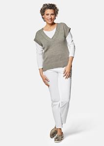 goldnerfashion Comfortabele slip-over met modieuze hals - grijsgroen -
