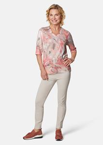 goldnerfashion Hoogwaardige pullover met prachtige print van Di-Strick - oranje / gedess. -