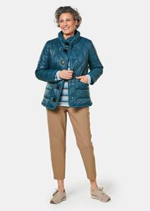 goldnerfashion Gewatteerd jack met decoratieve drukknopen - petrol -