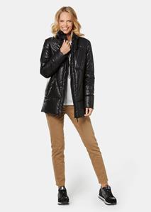 goldnerfashion Gewatteerd jack in leerlook - zwart -