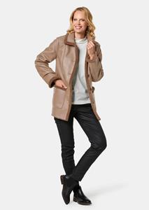 goldnerfashion Heerlijk warm, lang jack in leerlook - camel -