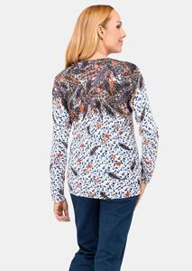 goldnerfashion Gedessineerde pullover met ornamentprint - blauw / wit / gedess. -